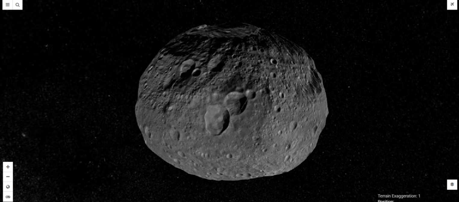 3D-модель астероида Веста в веб-интерфейсе «Vesta Trek».