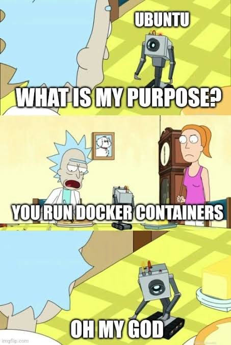Юмористический мем Рик и Морти о главном предназначении робота — запуске Docker-контейнеров