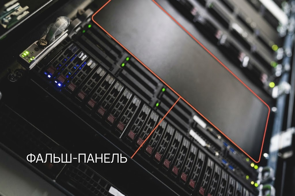 Применение фальш-панелей в серверном шкафу для оптимизации охлаждения оборудования.